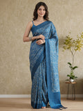 Blue Art Silk Printed Saree