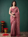 Onion Pink Art Silk Printed Saree