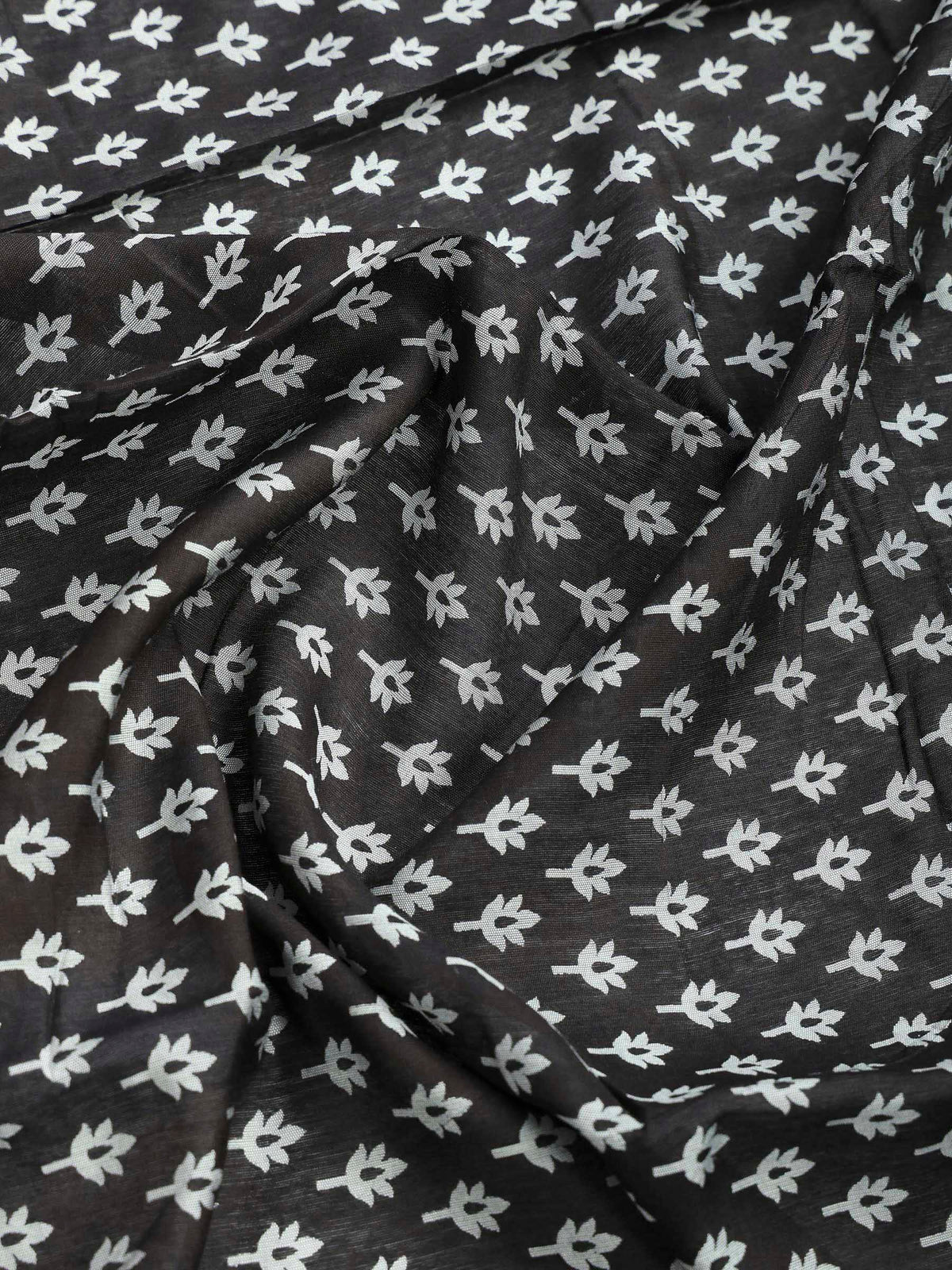 Black Cotton Blend Printed Saree