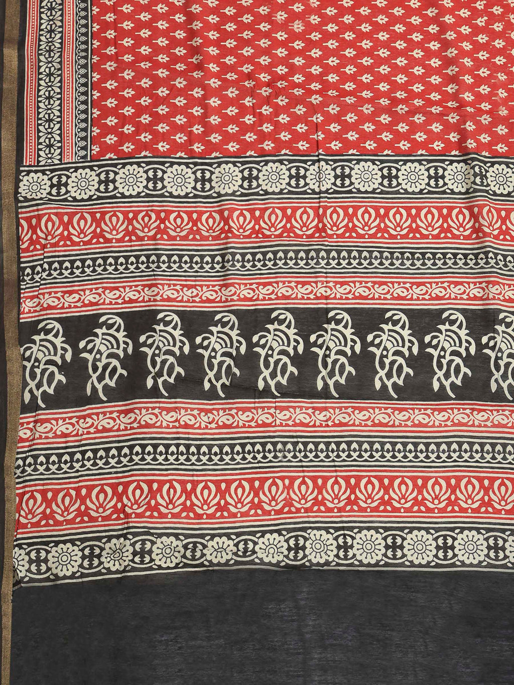 Maroon Cotton Blend Printed Saree