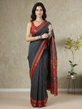 Blue Cotton Blend Printed Saree