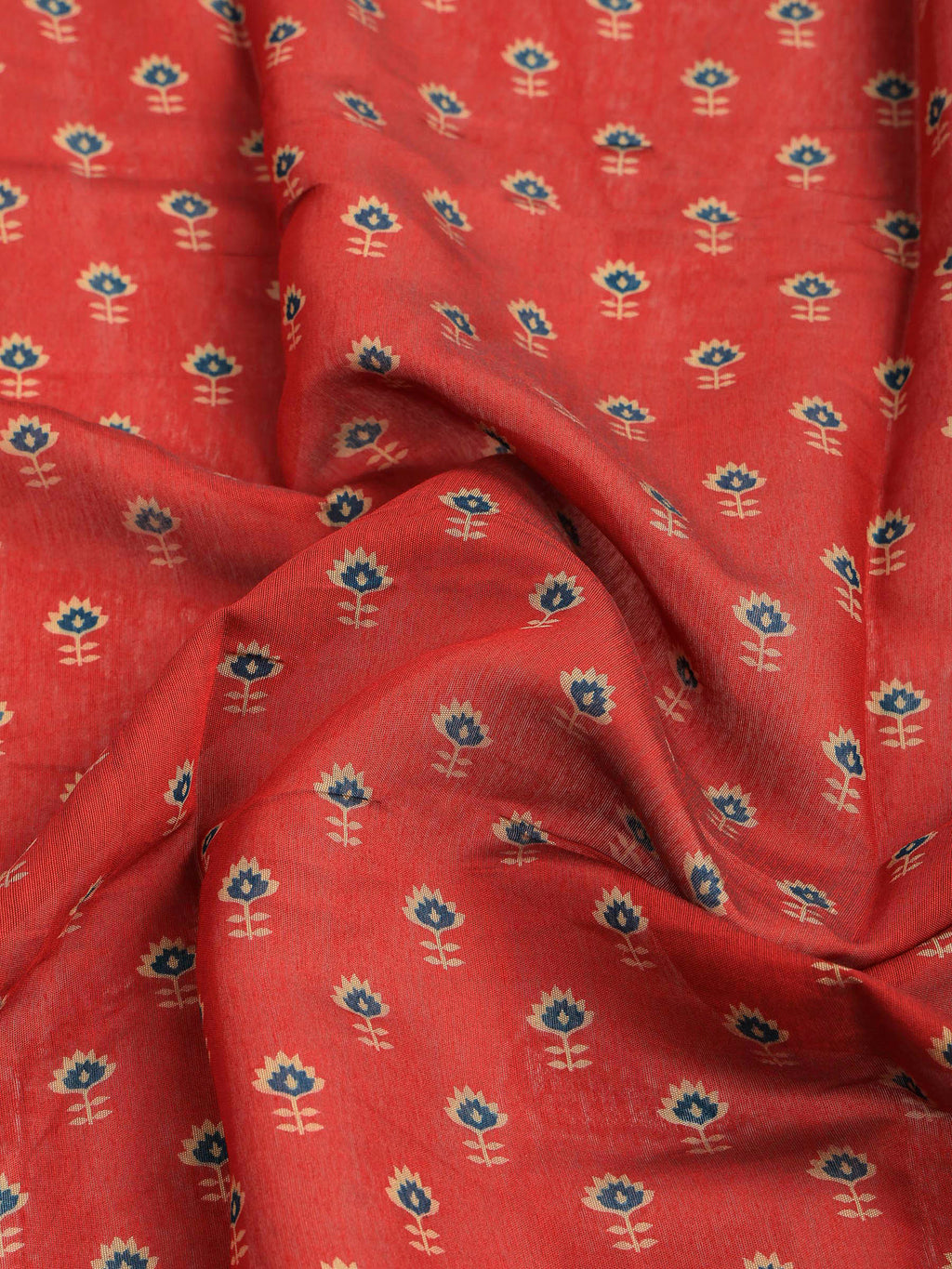 Blue Cotton Blend Printed Saree