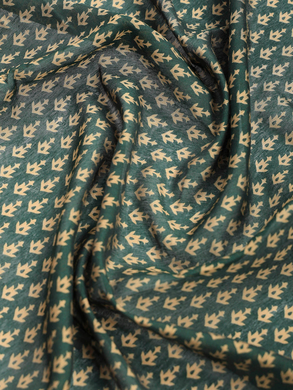 Green Cotton Blend Printed Saree