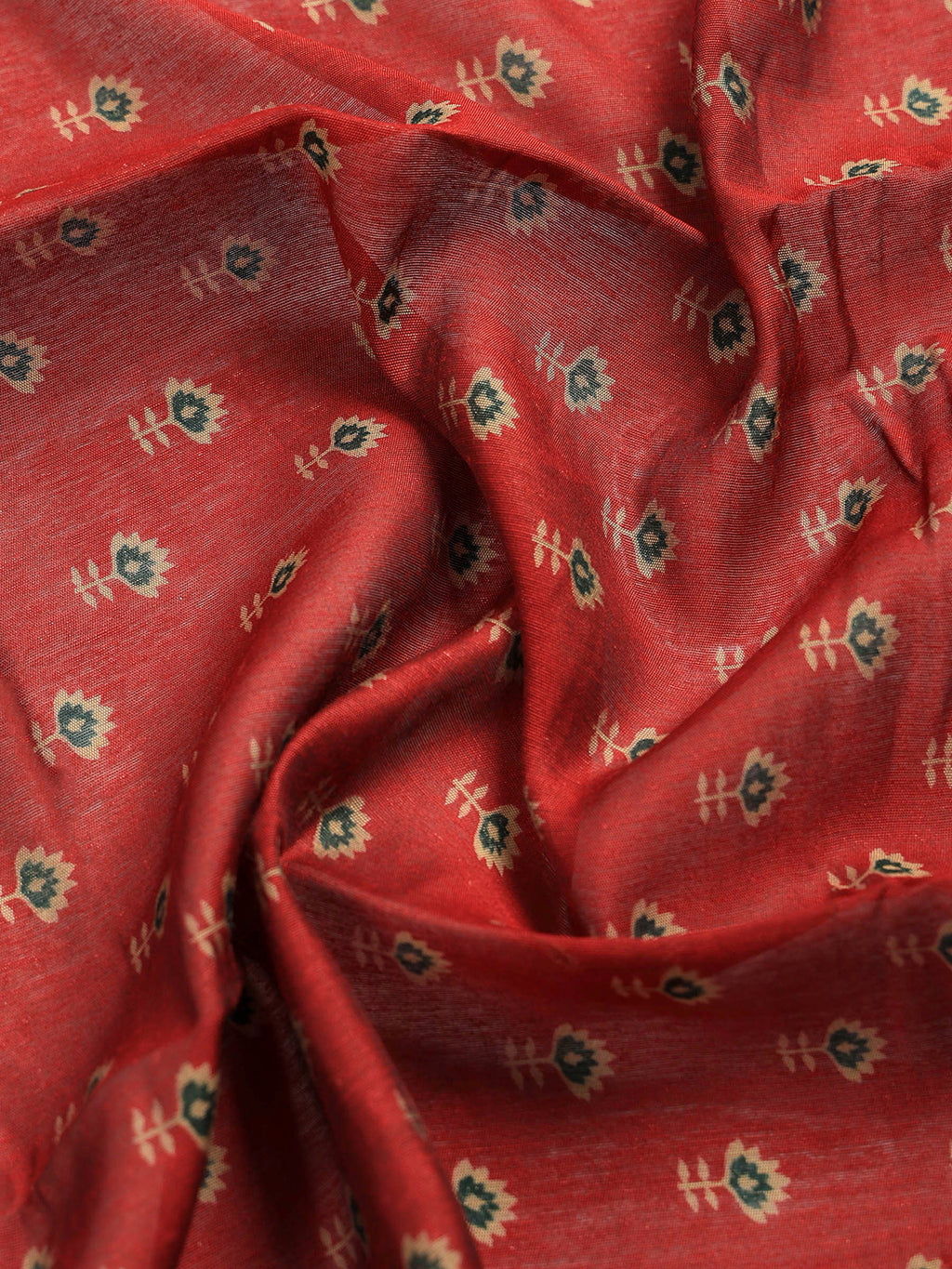 Green Cotton Blend Printed Saree
