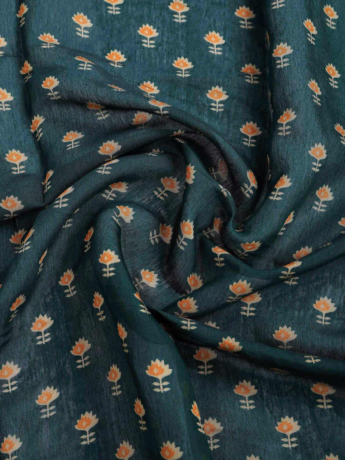 Mustard Cotton Blend Printed Saree