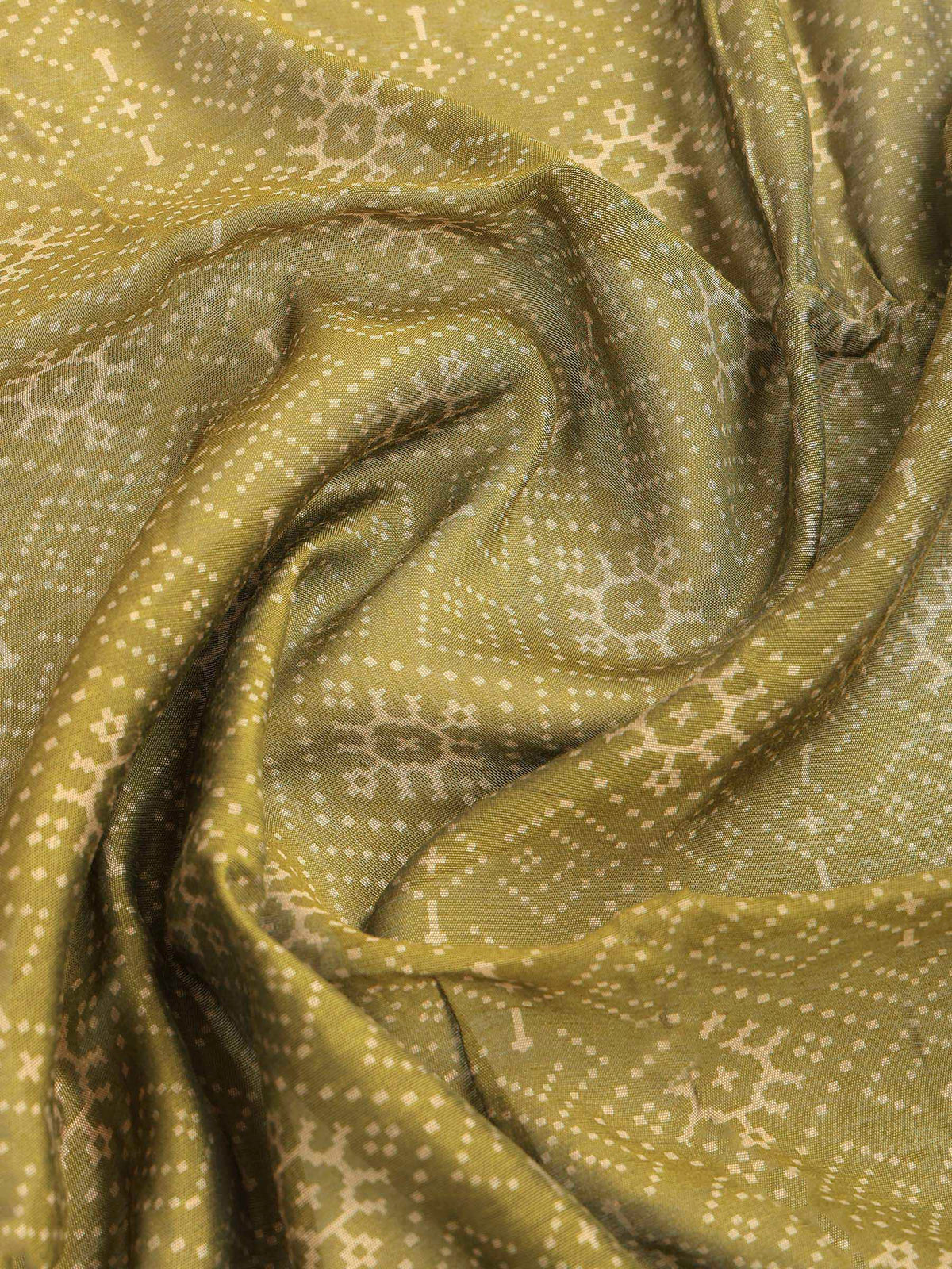Green Cotton Blend Printed Saree