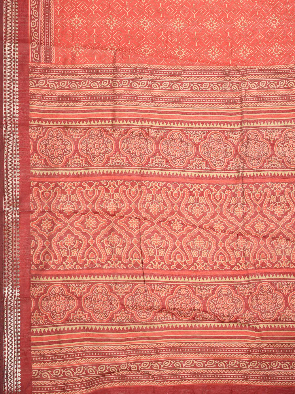 Maroon Cotton Blend Printed Saree