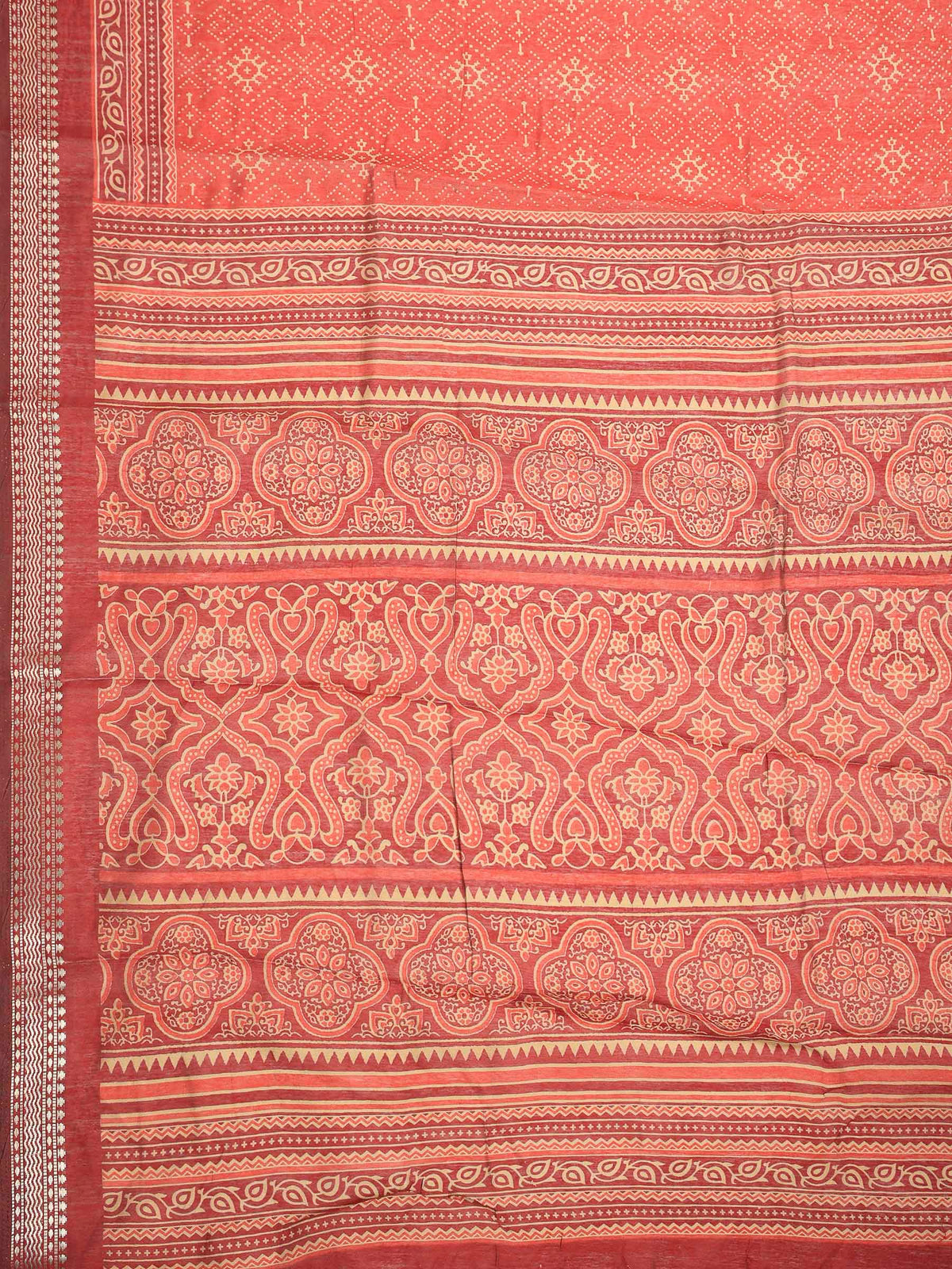 Maroon Cotton Blend Printed Saree