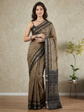 Blue Cotton Blend Printed Saree