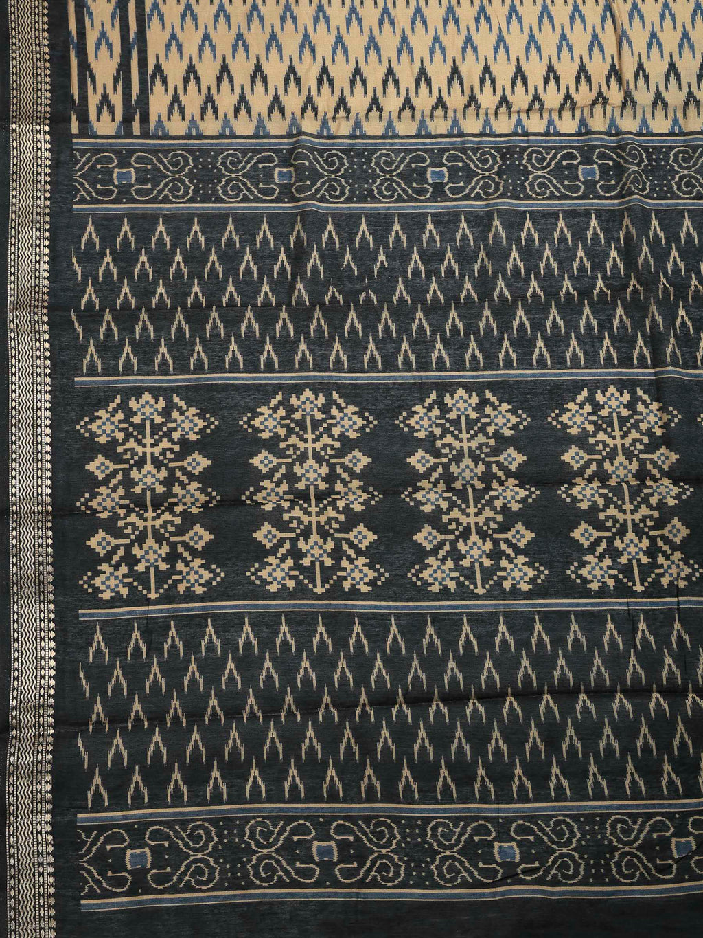 Blue Cotton Blend Printed Saree