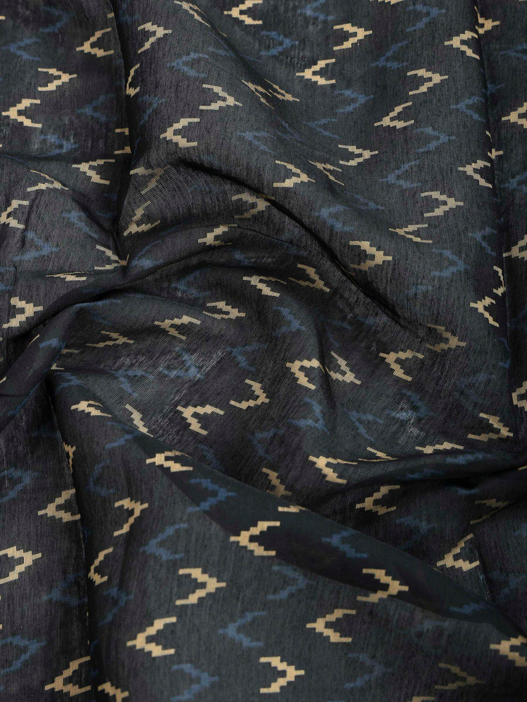 Blue Cotton Blend Printed Saree
