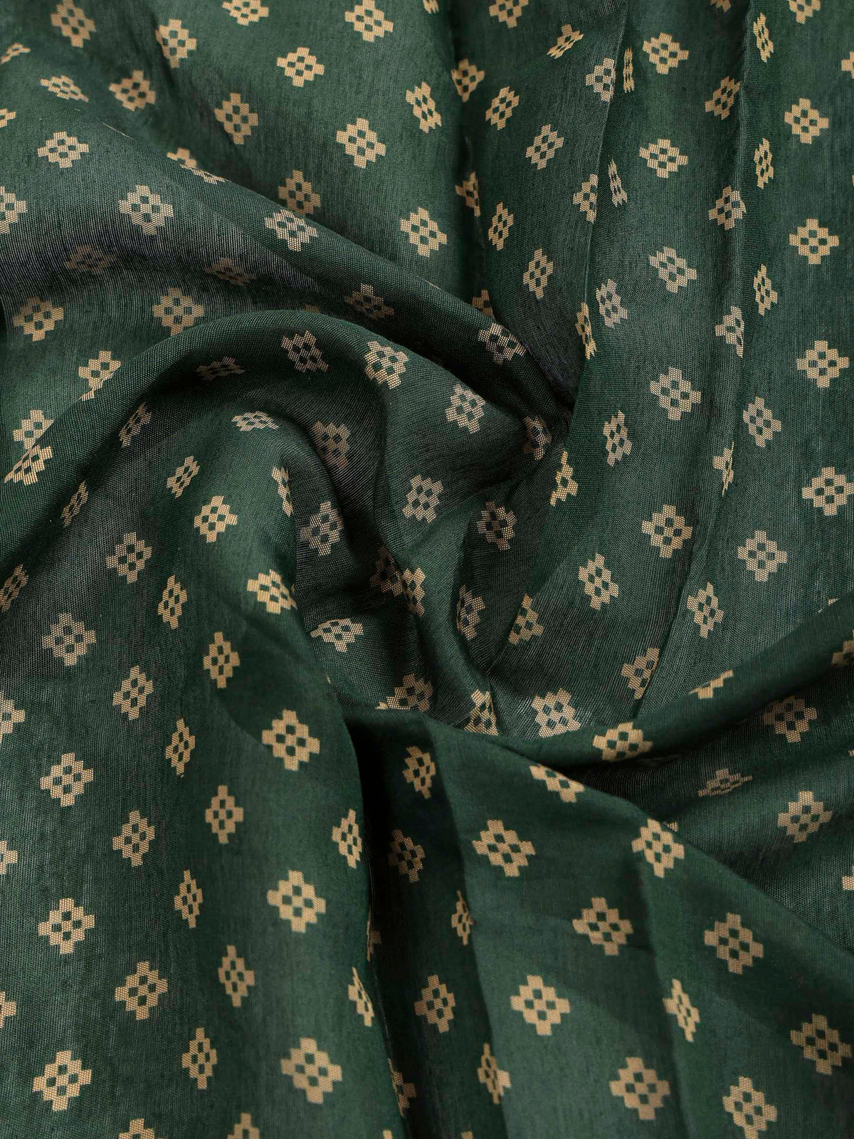 Green Cotton Blend Printed Saree