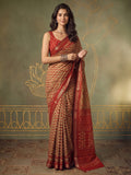 Maroon Cotton Blend Printed Saree