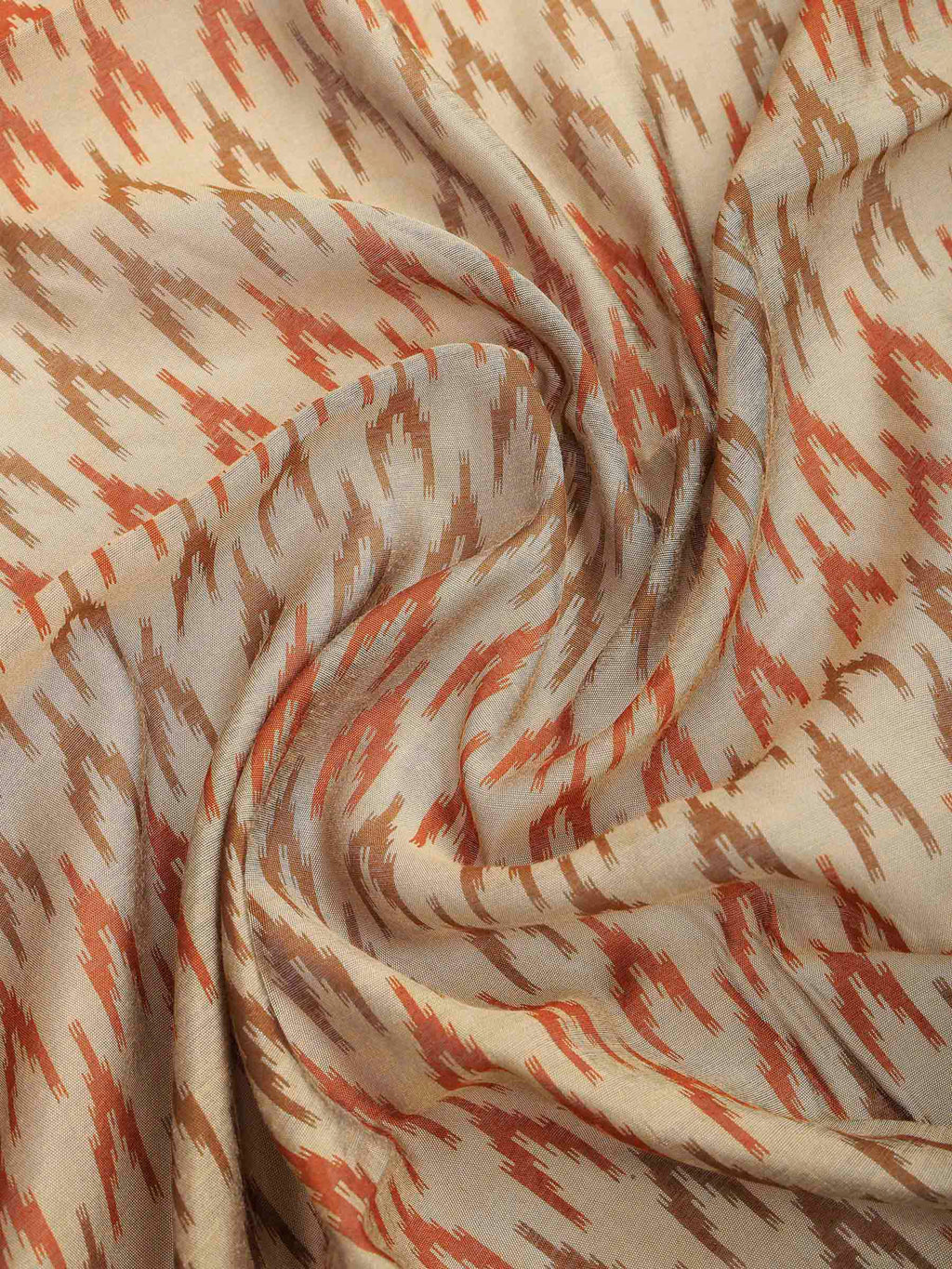 Rust Cotton Blend Printed Saree