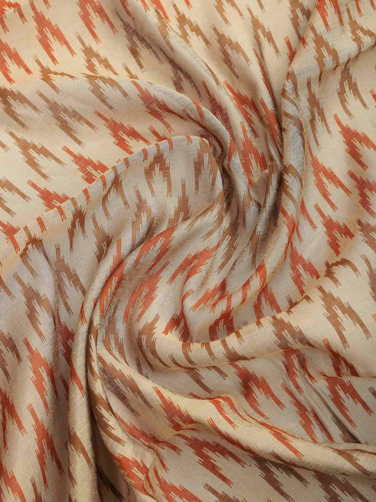 Rust Cotton Blend Printed Saree