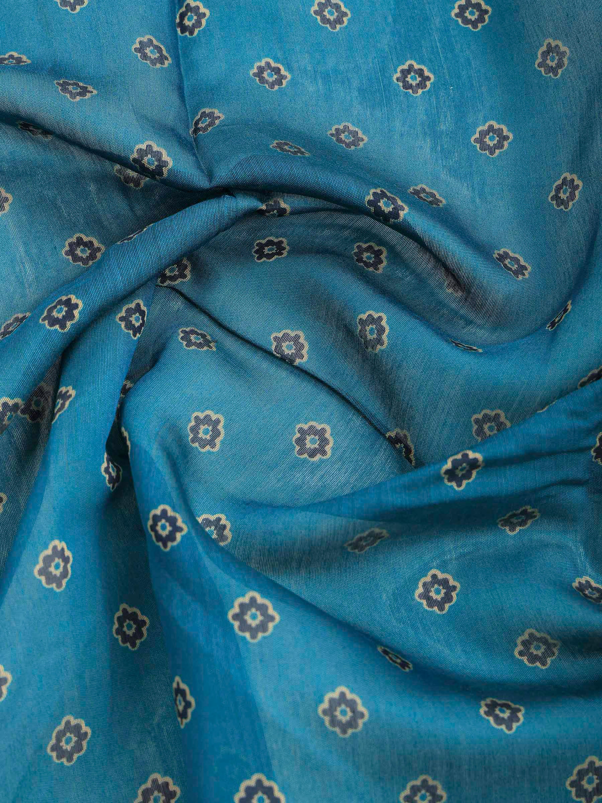 Blue Cotton Blend Printed Saree