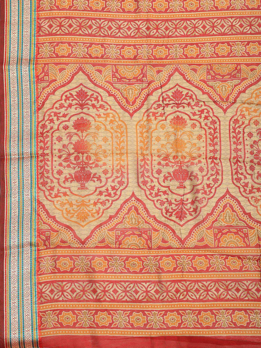 Magenta Cotton Blend Printed Saree