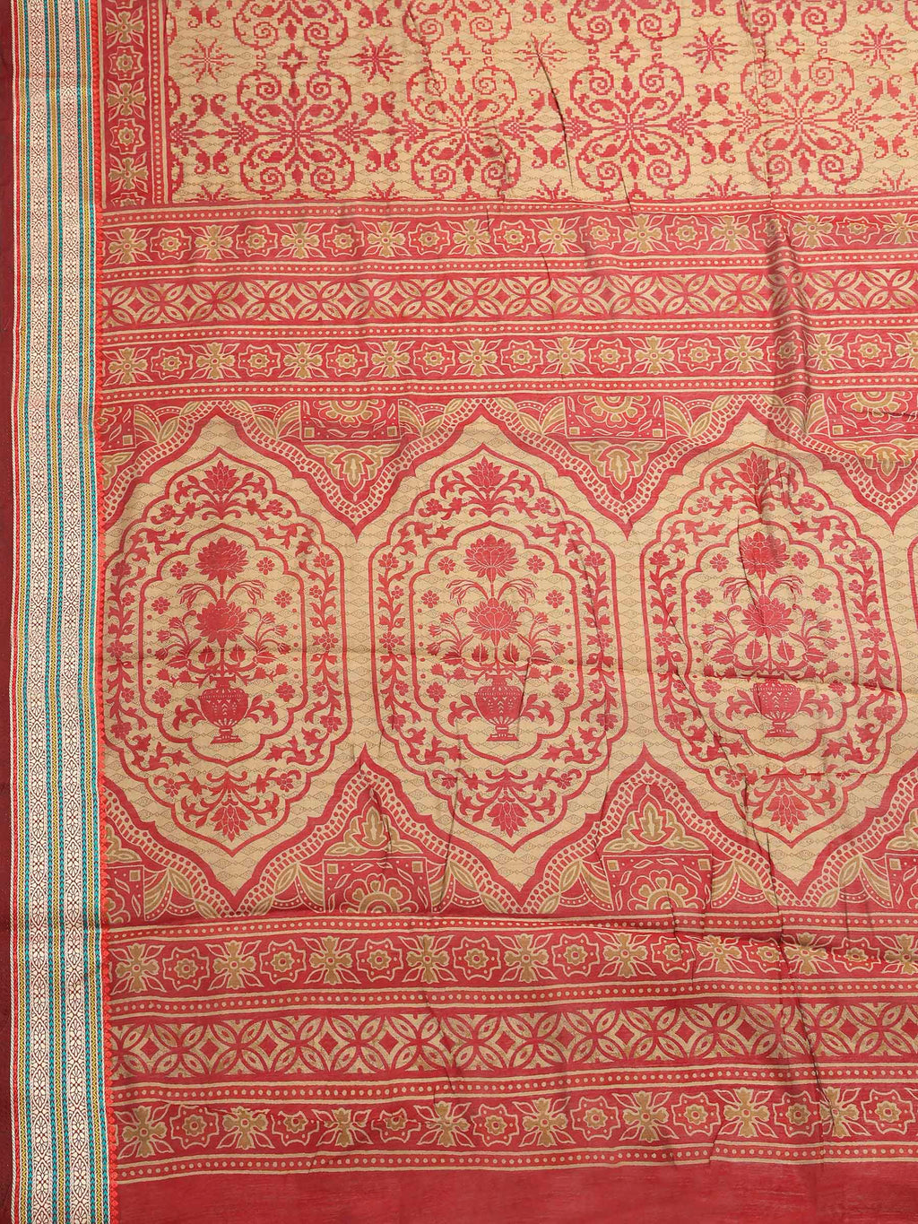 Maroon Cotton Blend Printed Saree