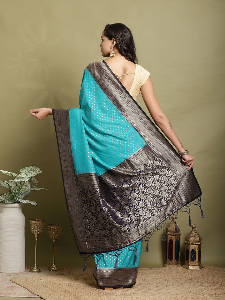 Polka Dot Woven Booti Crepe Saree
