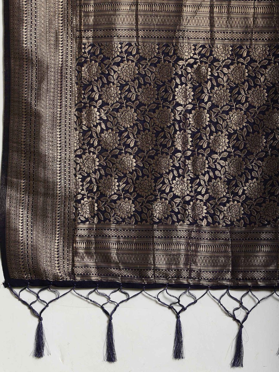Polka Dot Woven Booti Crepe Saree