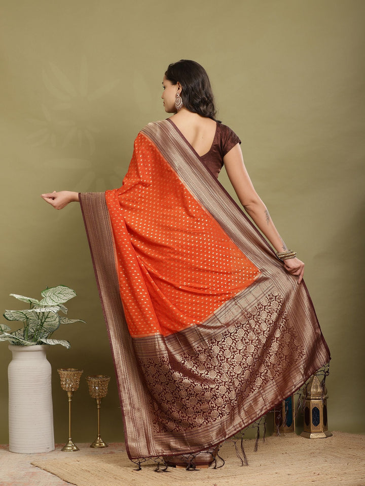 Polka Dot Woven Booti Crepe Saree