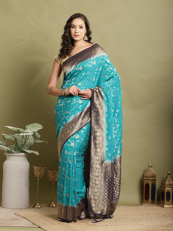 Plain Crepe Saree