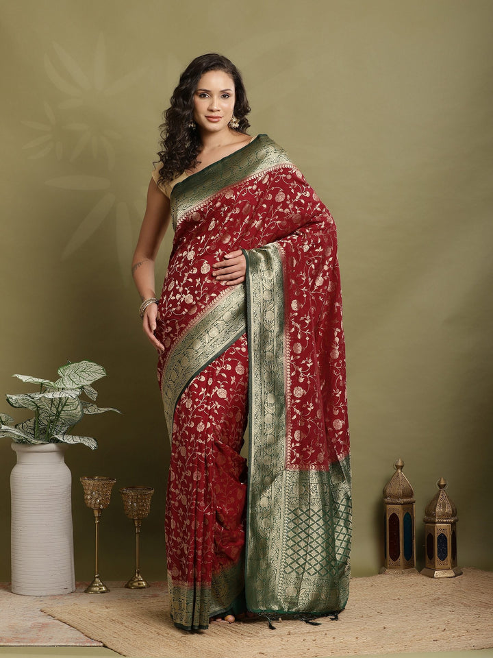 Plain Crepe Saree