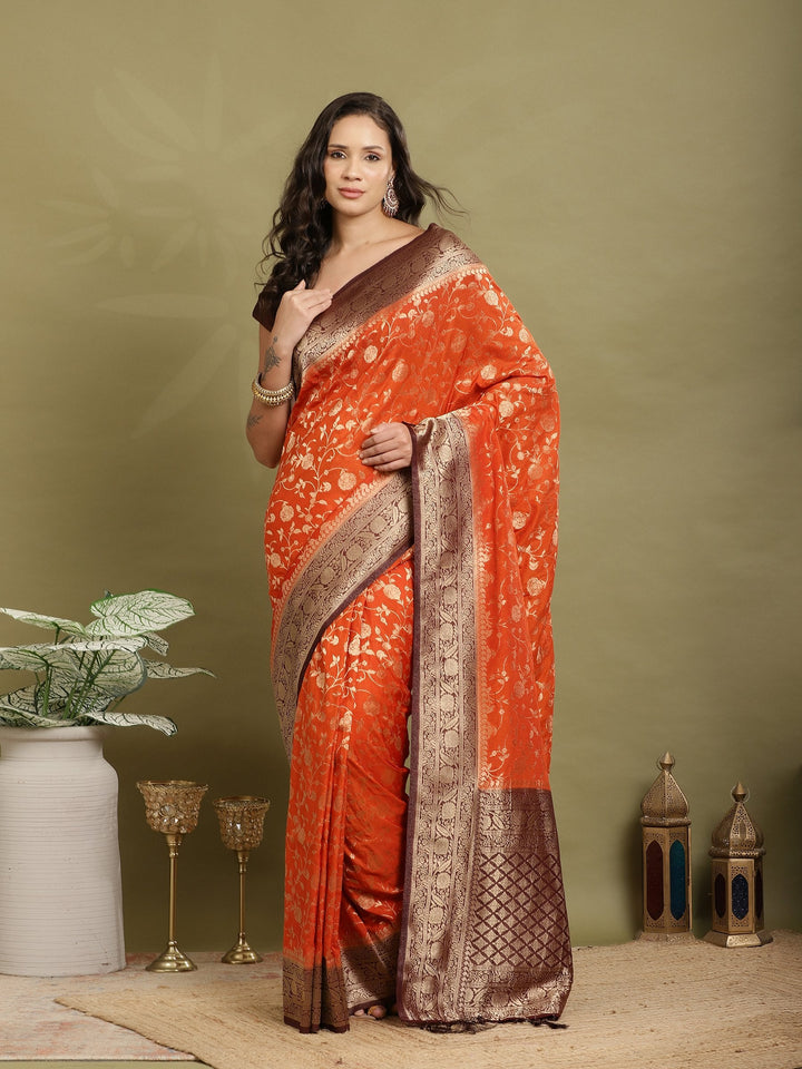Plain Crepe Saree