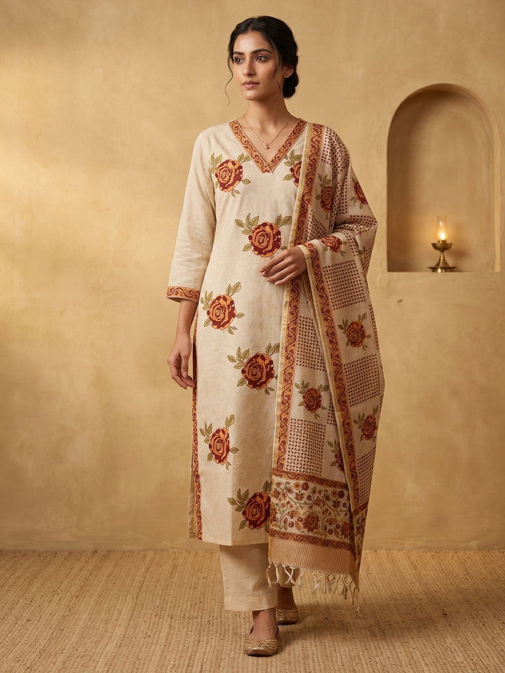 Printed Cotton Blend Kurta With Pant