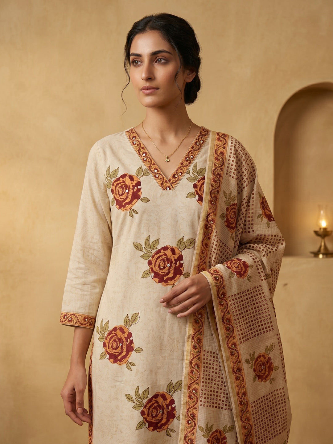 Printed Cotton Blend Kurta With Pant