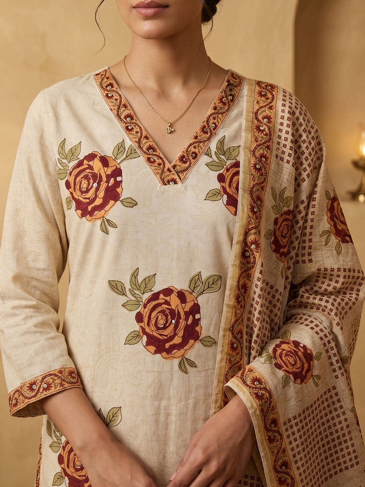Printed Cotton Blend Kurta With Pant