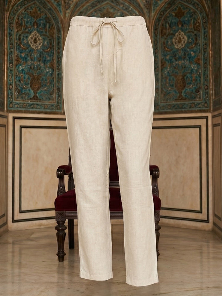 Cream Maroon Cotton Blend Embroidered Straight Suit Set
