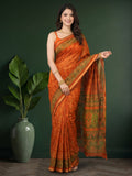 Maroon Printed Satin Saree