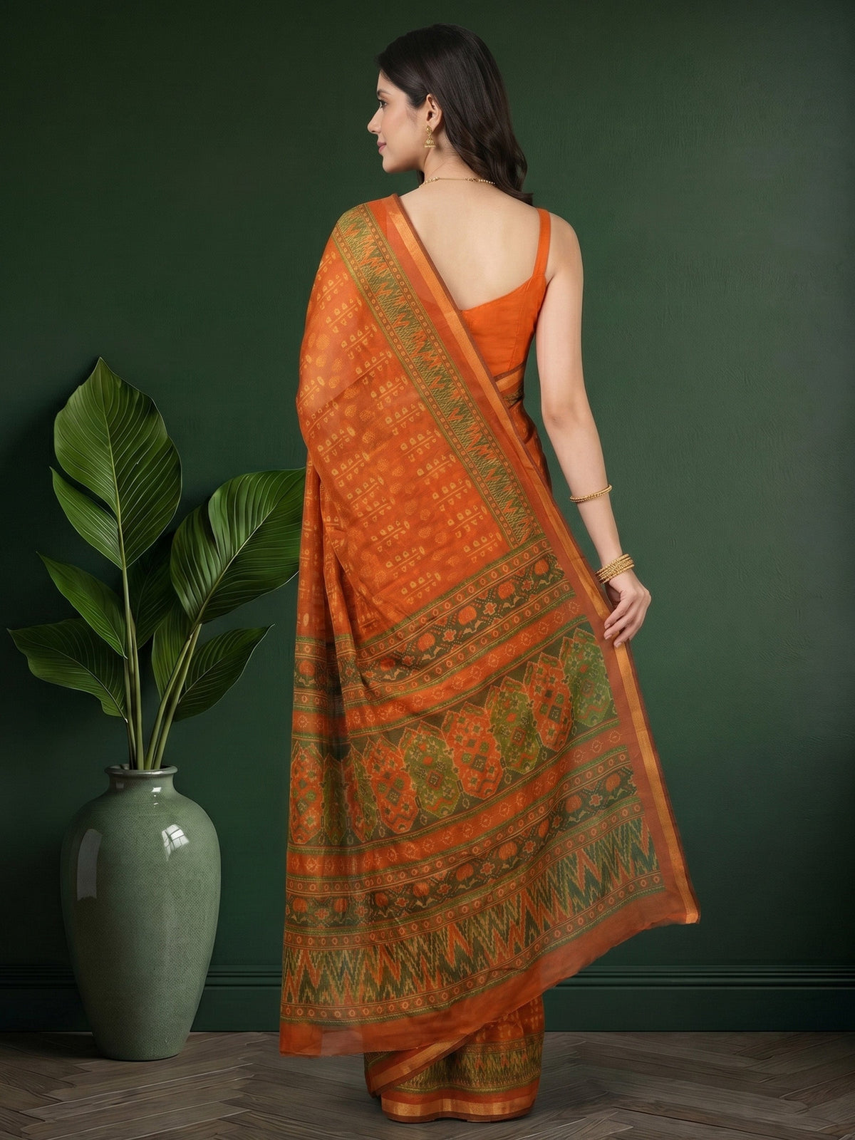 Mustard Digital Printed Art Silk Saree