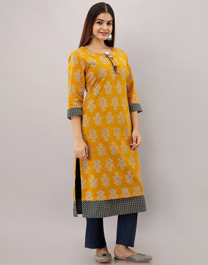 MBZ Meena Bazaar-Cotton Printed Kurti with Double Layered Silhouette