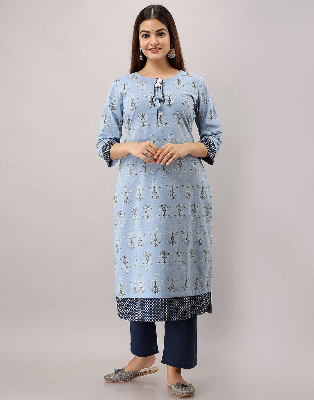 MBZ Meena Bazaar-Cotton Printed Kurti with Double Layered Silhouette