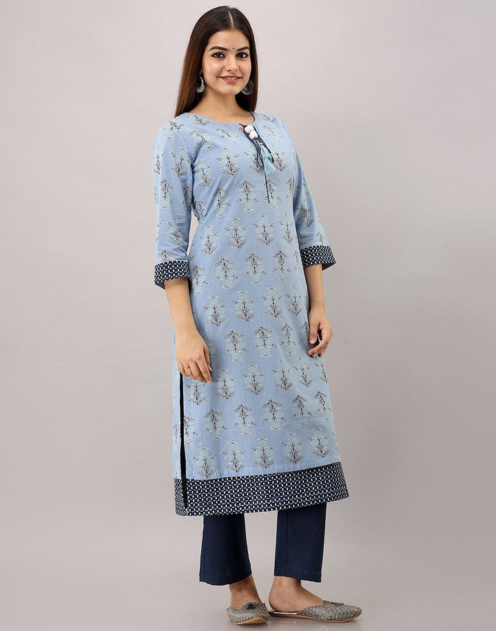 MBZ Meena Bazaar-Cotton Printed Kurti with Double Layered Silhouette