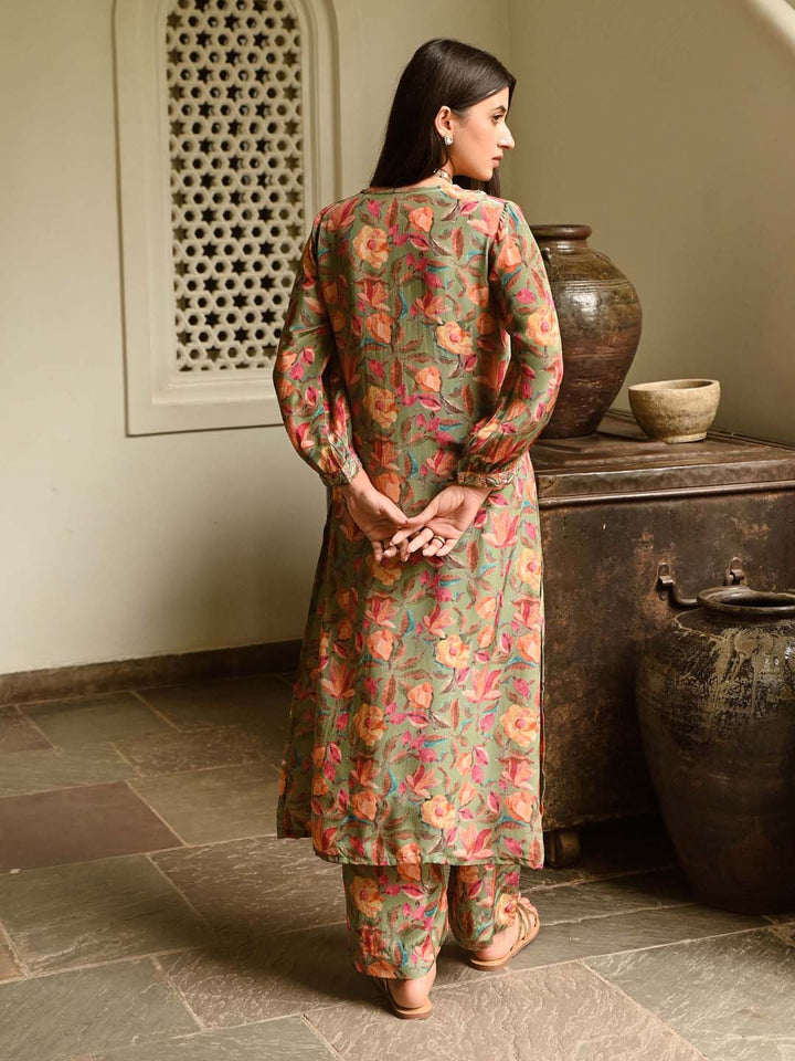 Printed Crepe Kurta With Pants