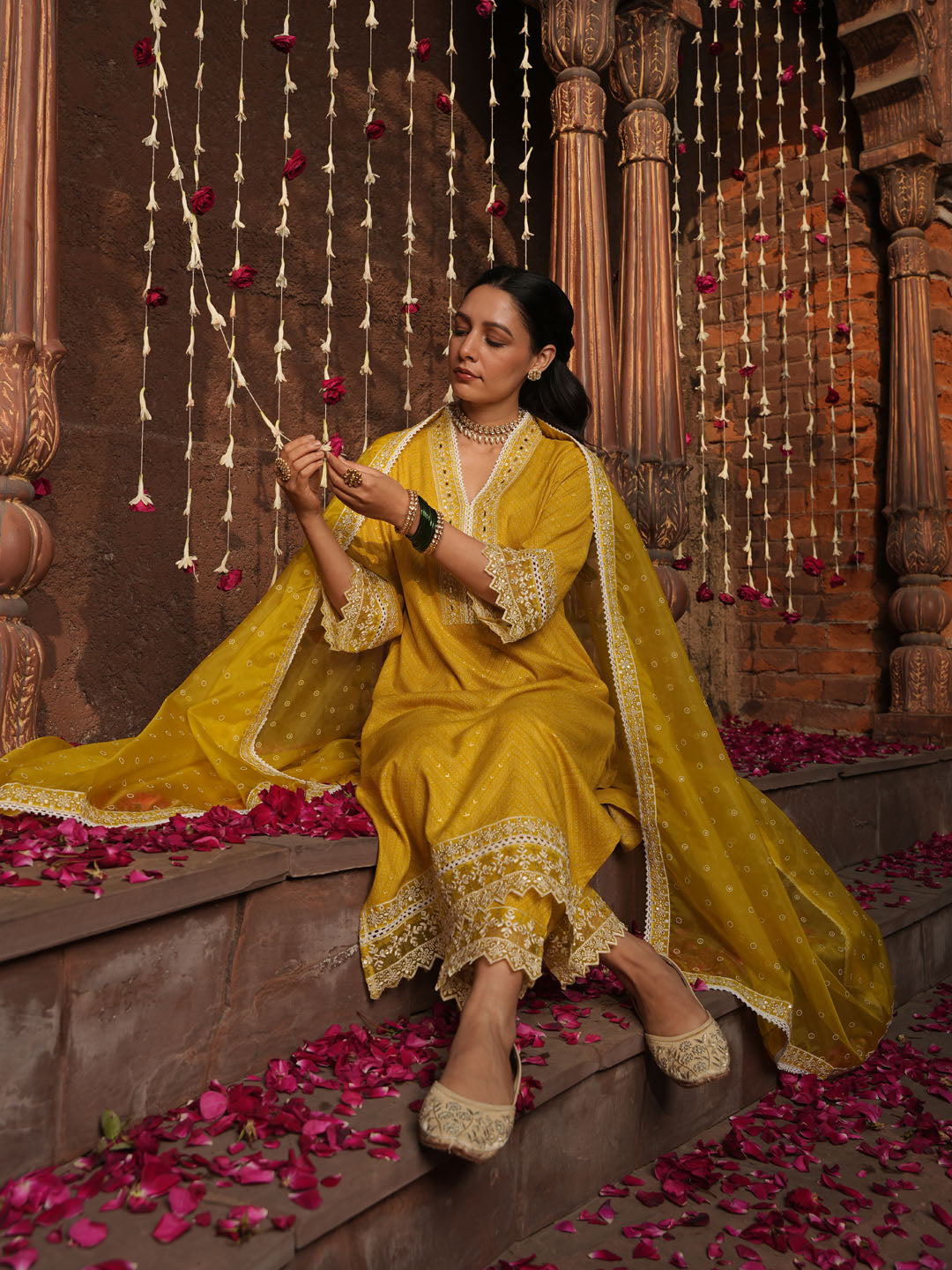 Floral Printed Kurta With Pants &amp; Dupatta