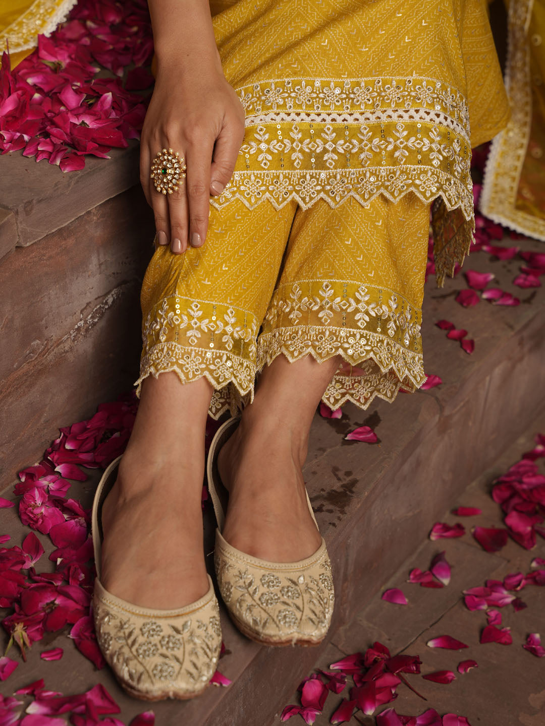 Floral Printed Kurta With Pants &amp; Dupatta