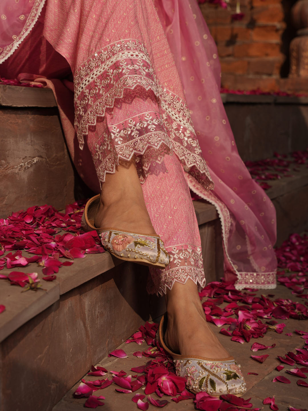 Floral Printed Kurta With Pants &amp; Dupatta