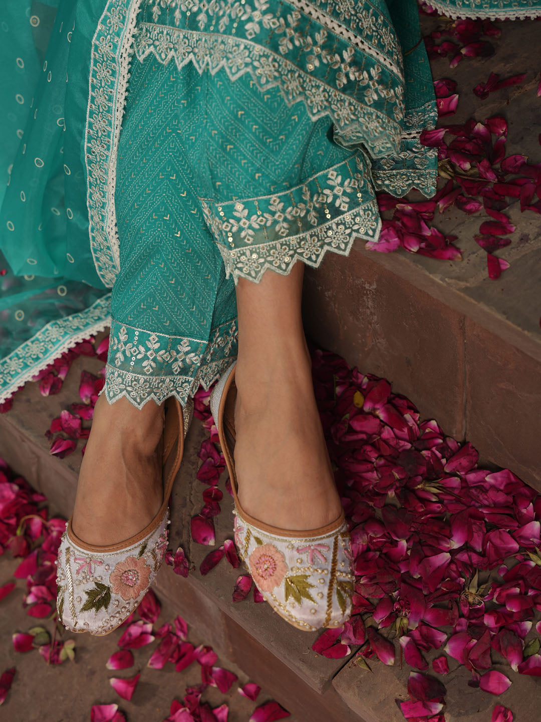 Floral Printed Kurta With Pants &amp; Dupatta