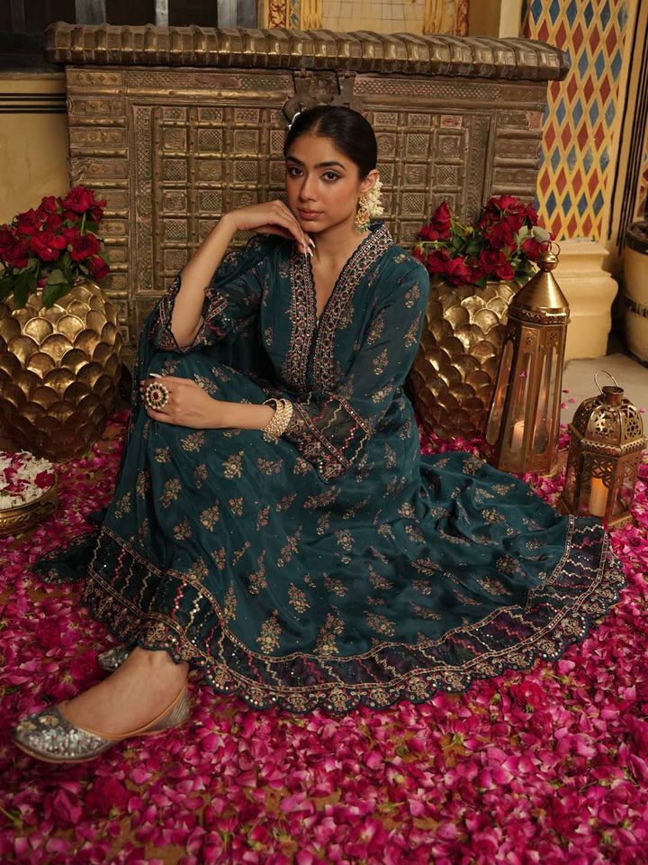 Printed Chinnon Kurta With Pants &amp; Dupatta