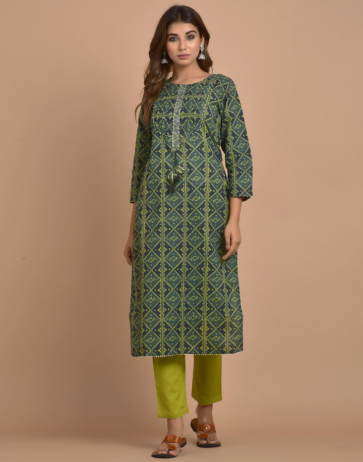 Cotton Printed Kurti Pant Set