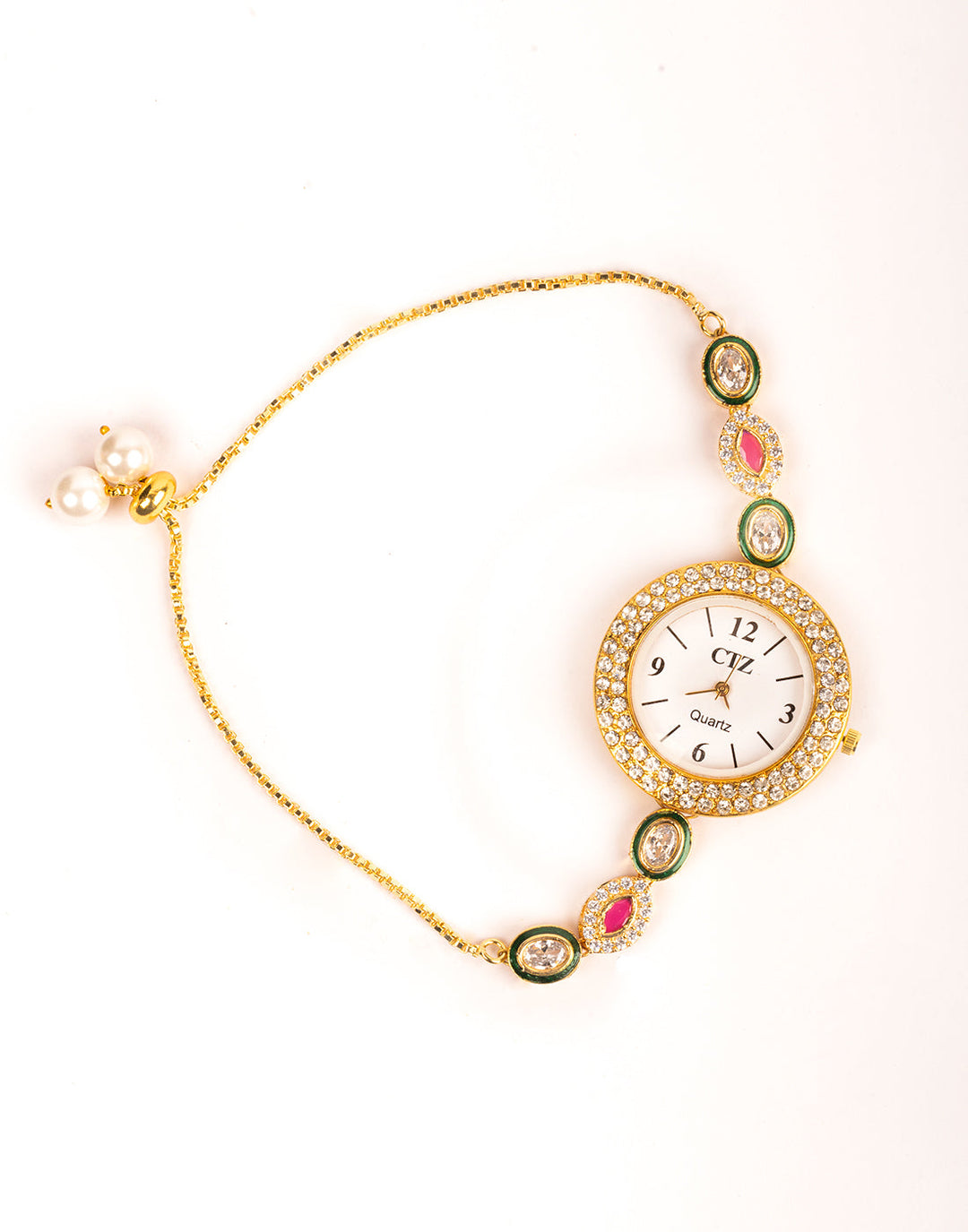 Beautiful Gold Toned with Coloured Stone Watch