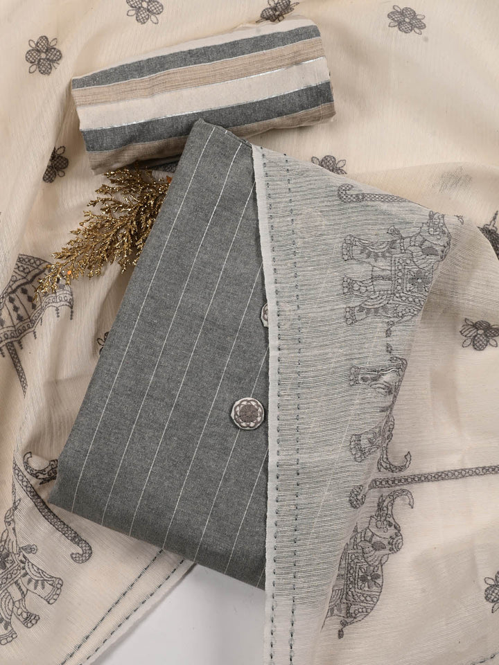 Printed Cotton Unstitched Suit Piece With Dupatta
