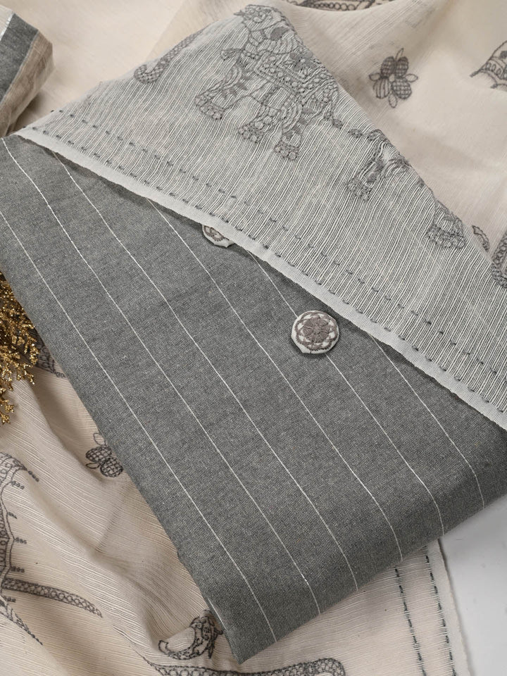 Printed Cotton Unstitched Suit Piece With Dupatta