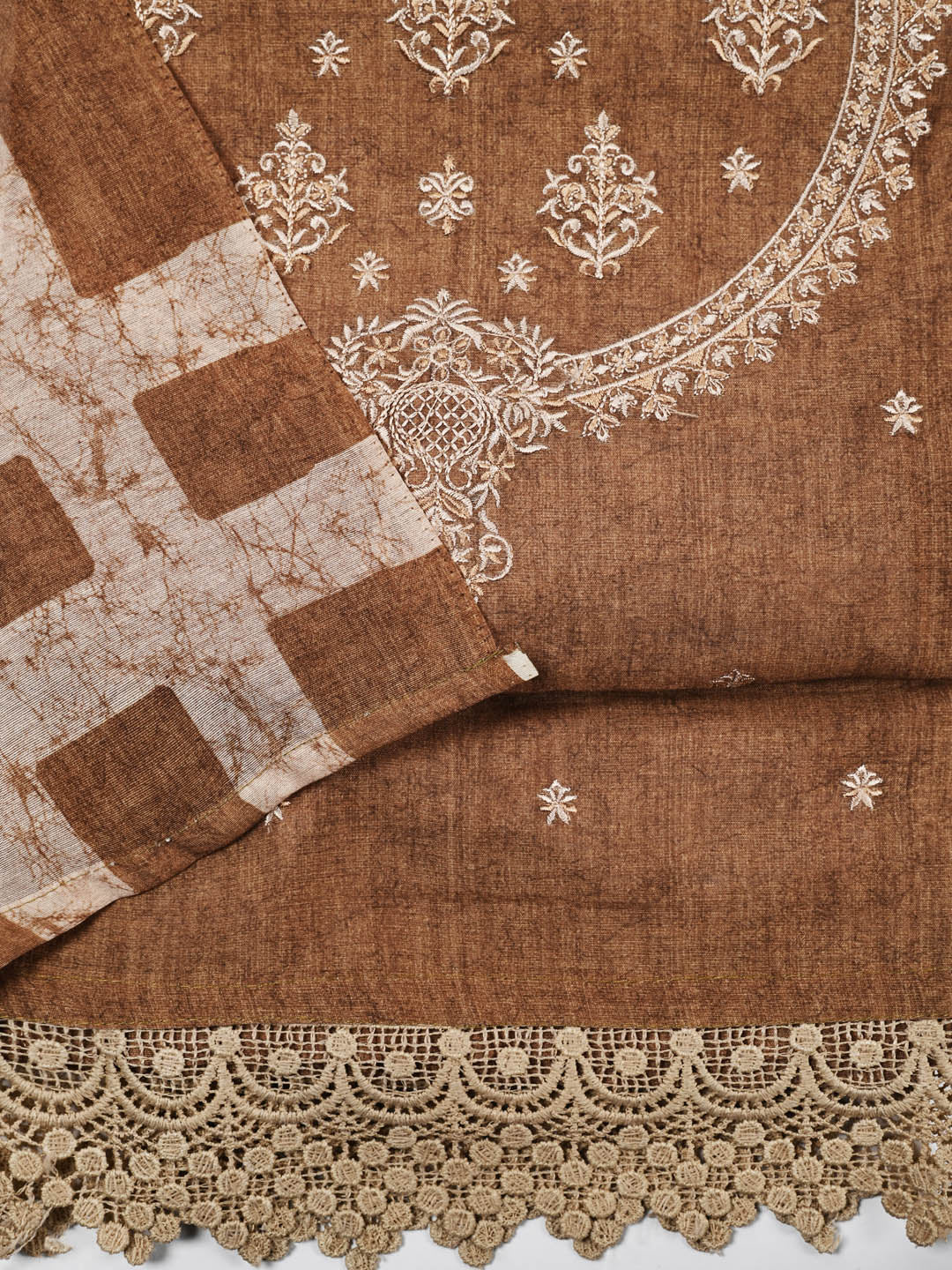 Embroidered Chanderi Unstitched Suit Piece With Dupatta