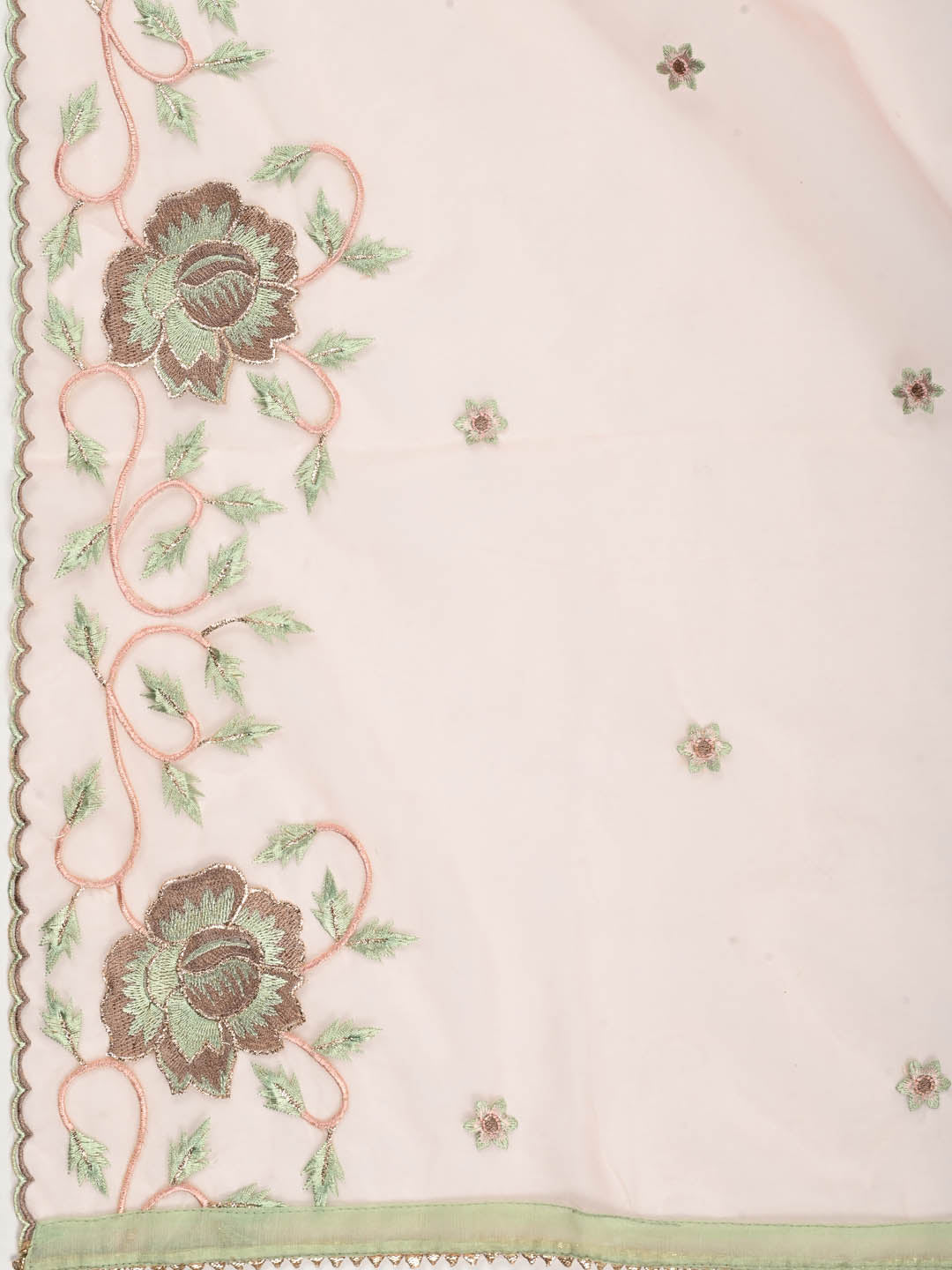 Embroidered Chanderi Unstitched Suit Piece With Dupatta