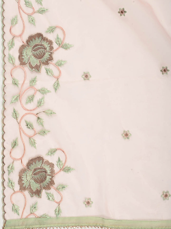 Embroidered Chanderi Unstitched Suit Piece With Dupatta